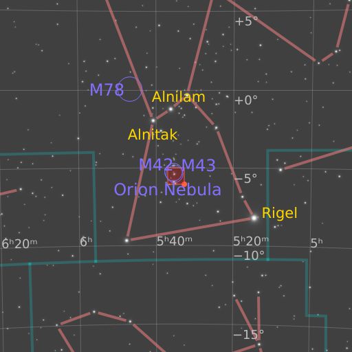 A chart showing the featured image's location relative to the constellations