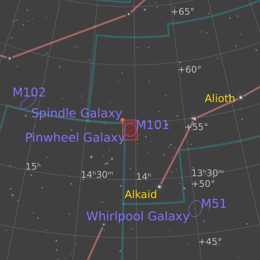 A chart showing the featured image's location relative to the constellations