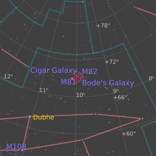 A chart showing the featured image's location relative to the constellations