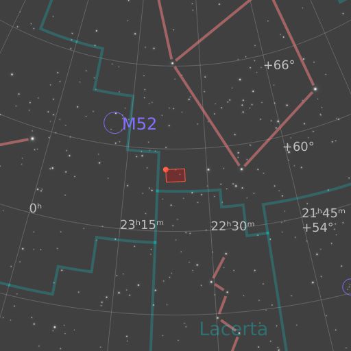 A chart showing the featured image's location relative to the constellations