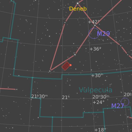 A chart showing the featured image's location relative to the constellations