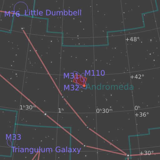 A chart showing the featured image's location relative to the constellations