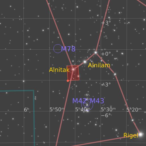 A chart showing the featured image's location relative to the constellations