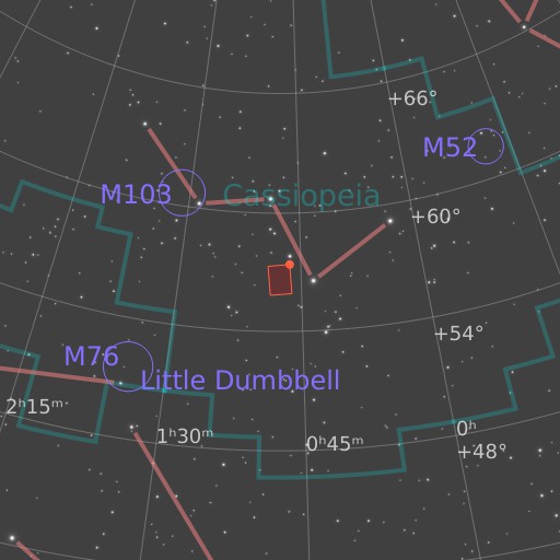 A chart showing the featured image's location relative to the constellations