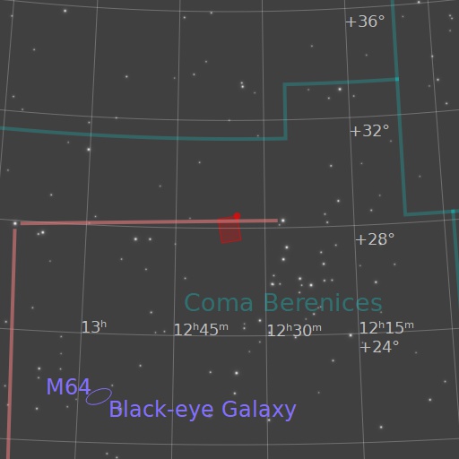 A chart showing the featured image's location relative to the constellations