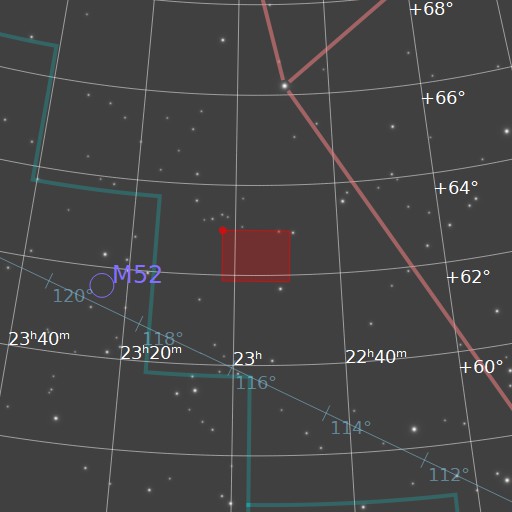 A chart showing the featured image's location relative to the constellations